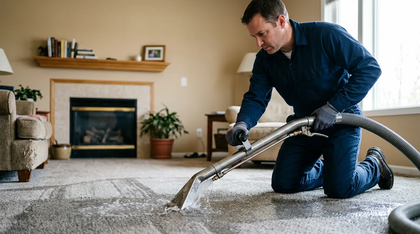 Water damage restoration technician working near Springport, MI